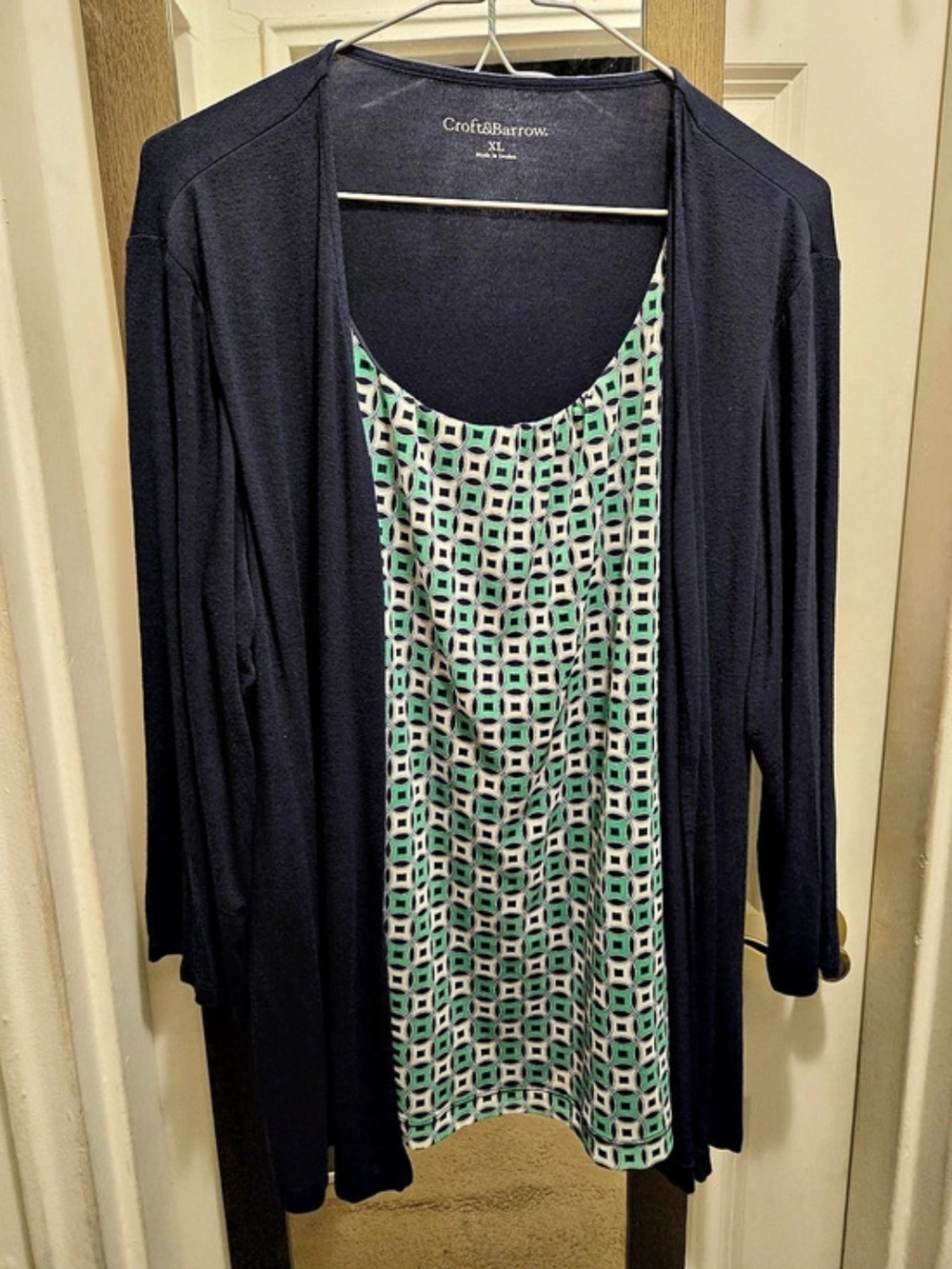 Croft & Barrow Navy Layered Set Top